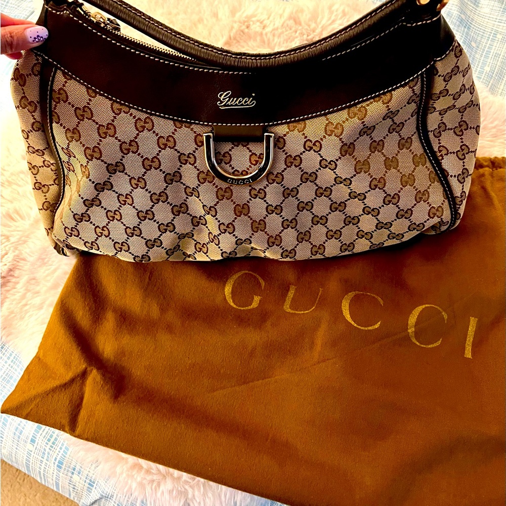Authentic Gucci Canvas Leather Abbey Tote Bag